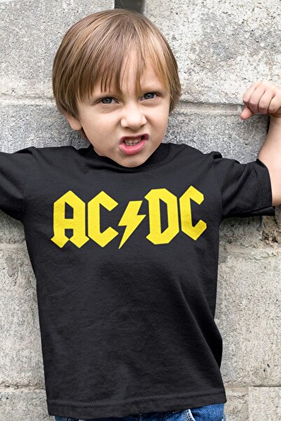 ROCKANDROLL Tricou negru cu mânecă scurtă cu logo ACDC, fete, băieți, unisex ...