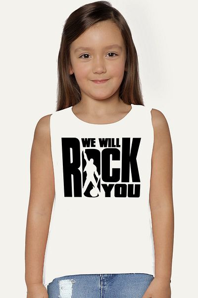ROCKANDROLL Mânecă decupata Just Rock You alb | Tricou fără mâneci Fete Băieți Unisex Copii | Atletul 1M1SG167KB