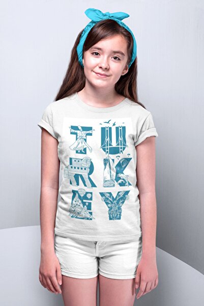 ROCKANDROLL Туреччина Літери Білі Короткі Рукави Дівчата Хлопчики Унісекс Дит...