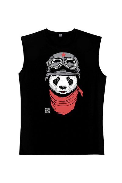 ROCKANDROLL Bandana Panda Μαύρο μανίκι |   Αμάνικο μπλουζάκι |   Αθλητής