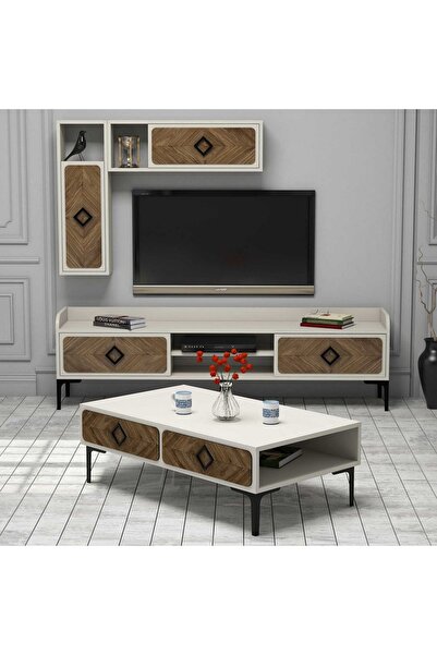 Variant Mobilya Samba Tv Ünitesi Ve Orta Sehpa Takımı - Krem