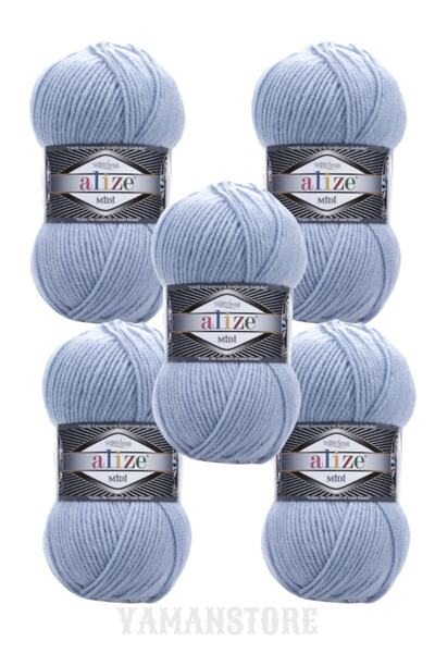Alize Superlana Midi 5 Adet Yumak 480 Açık Mavi Atkı Yelek Kazak Örgü Ipi