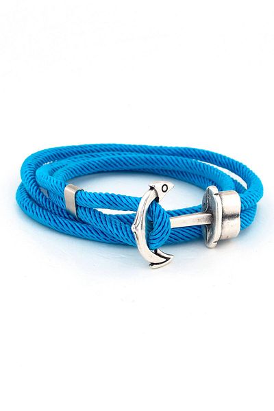 Solfera Men's Blue Colored Wrap Large Anchor Bracelet Bt586