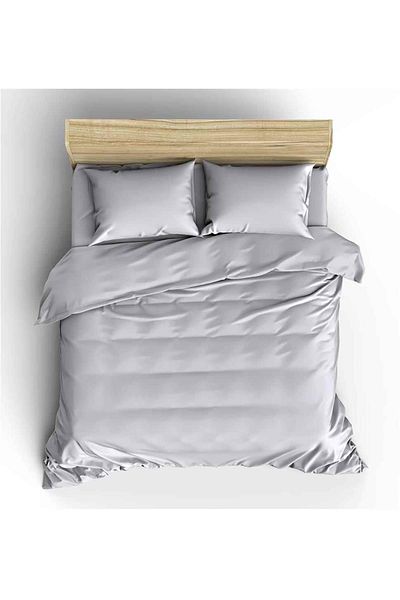 Maki Teks 100% Cotton Light Gray 200x220+2*(50x70) Double Duvet Cover and Pillowcase Set