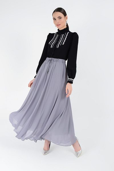 Bym Fashion Γυναικεία γκρι φούστα 1141