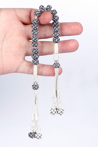 TESBİHCİBABA Two Colors Zaza Model Hand Knitted Kazaz Rosary Tb1564