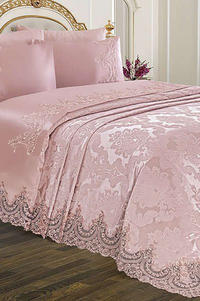 Halıstores French Lace Dowry Pique Set Mahfiruz Powder