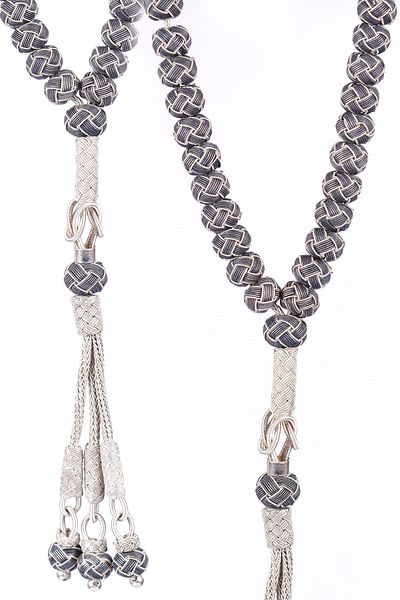 TESBİHCİBABA Small Size Double Color Hand Knitted Kazaz Rosary Tb1558