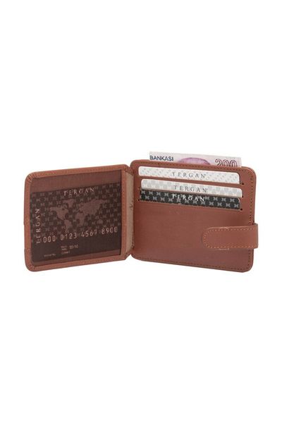 Tergan Мъжки калъф за кредитна карта от естествена кожа, кафяв, S1KK00001533