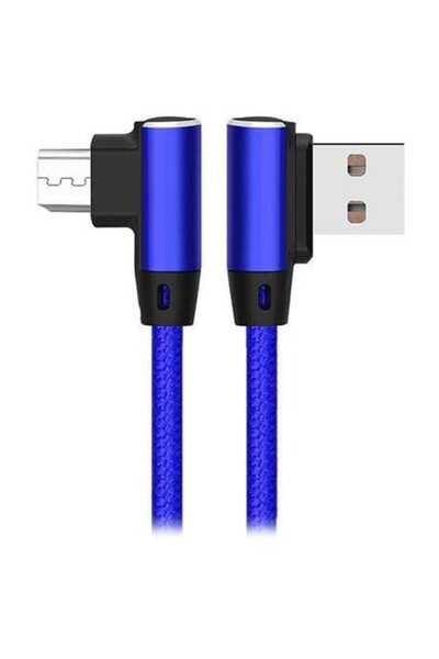 S-LINK Swapp SW-C555 1M 3A Micro Lacivert Kılıflı Metal -L- Kablo