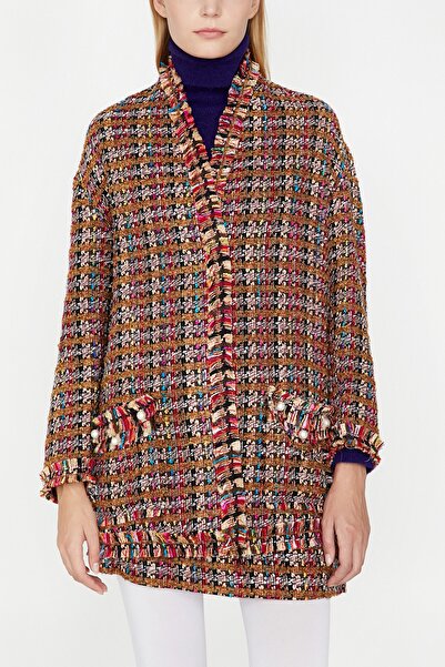 Koton Дамско кафяво палто с шарки 9KAK58006PW