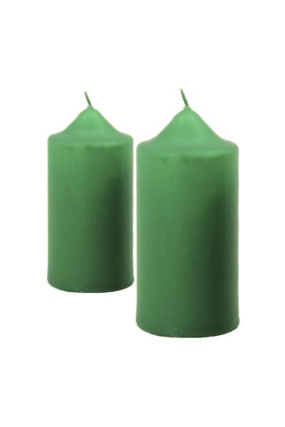 Bozkurt Mum Bozkurt Silindir Şeklinde Kütük Mum 2li Yeşil 12 cm