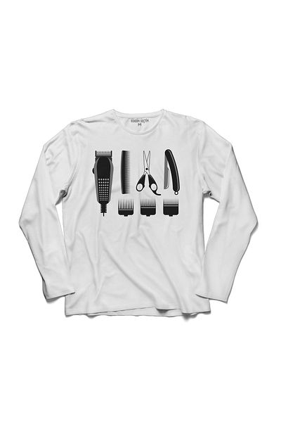 Kendim Seçtim Frizer Frizer Coafor Foarfece Pieptene Păr Barba Ras Tricou cu mânecă lungă