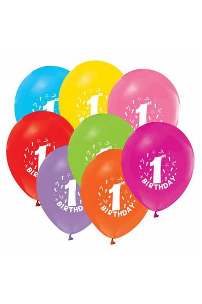 Kazanabil 20 1 Year Old Birthday Themed Mixed Color Balloons
