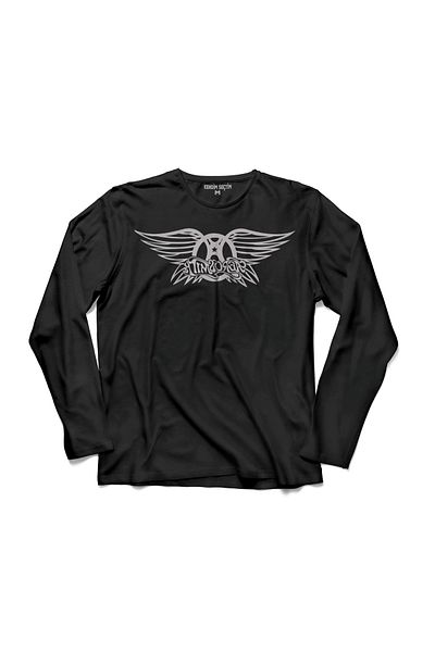 Kendim Seçtim Tricou cu mânecă lungă Aerosmith Steven Tyler Black On Black Wings 3 pentru bărbați