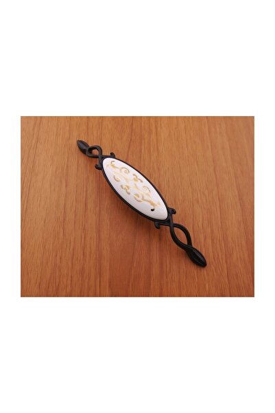 Azimkar Hırdavat Porselen Kulp Yeni Zarif Mat Siyah Yaldız 128 mm