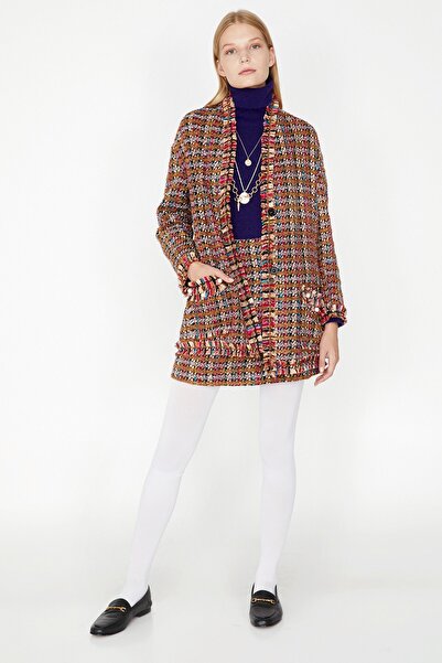 Koton Дамско кафяво палто с шарки 9KAK58006PW