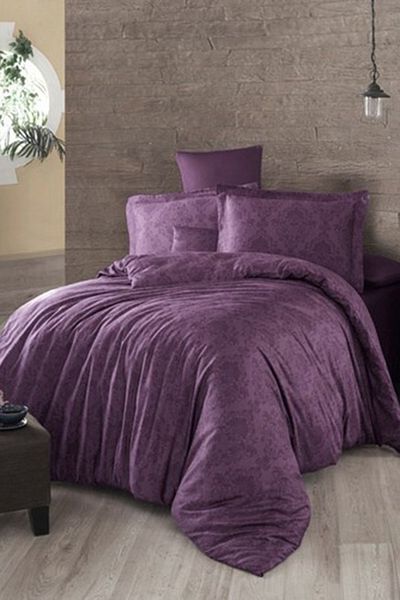 Clasy Set cuvertură de pilota din satin dublu Nişantaşı V1 violet
