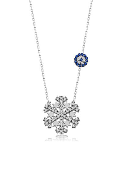 Gümüş Çarşısı Kadın Nazar Boncuklu Kar Tanesi Kolye GC844