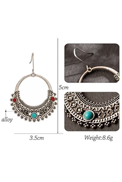 VipBT Kadın Bej Antik Gümüş Renk Metal Alaşım  Etnik Küpe