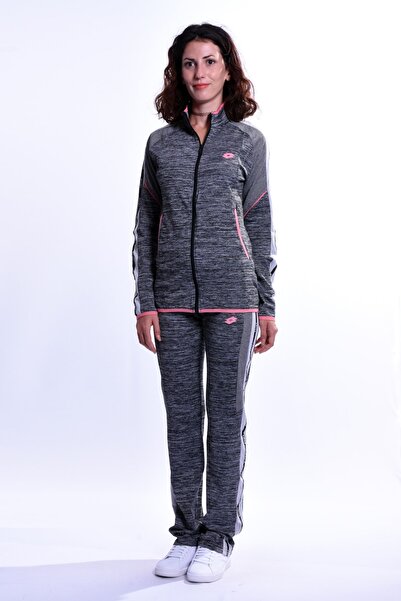 Lotto Γυναικείο Φούτερ Prnt Sweat Fz Pl W R6548 Γκρι Μελανζέ/ Ροζ Σαλτ