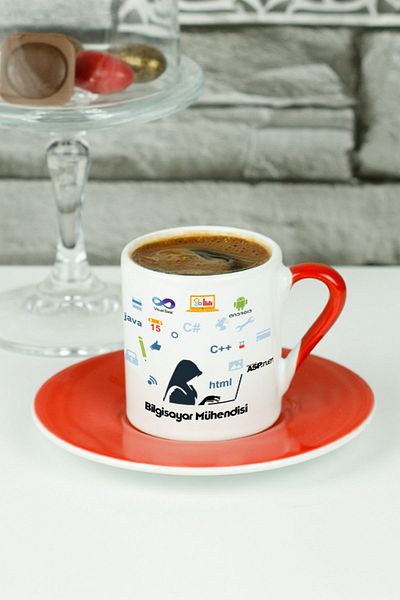 Hediyelen Computer Engineer Turkish Coffee Cup Red
