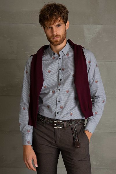 Pierre Cardin Γκρι Slim Fit πουκάμισο