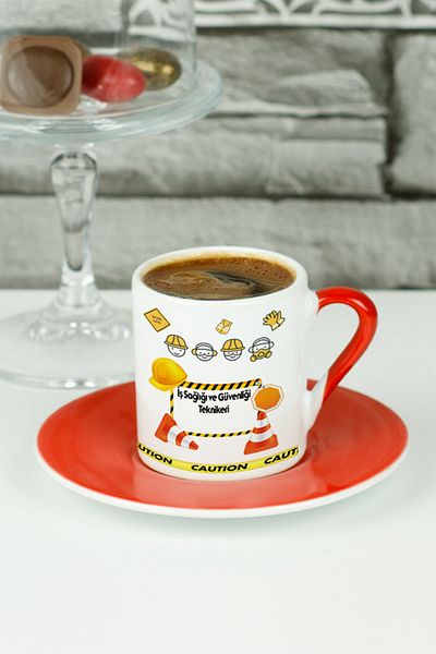 Hediyelen Turkish Coffee Cup - Work Health and Safety Technician, Red