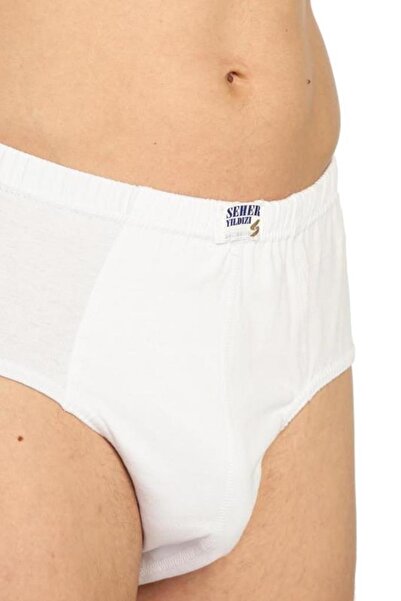 Seher Yıldızı Beyaz 6'lı Paket %100 Pamuk Erkek Slip Külot 0005
