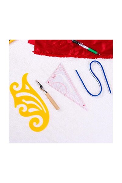 İşkur Makina Modelist Terzi Tekstil Kurve Cetvel Seti Patchwork Kesme Şeffat Cetvel 13 Parça