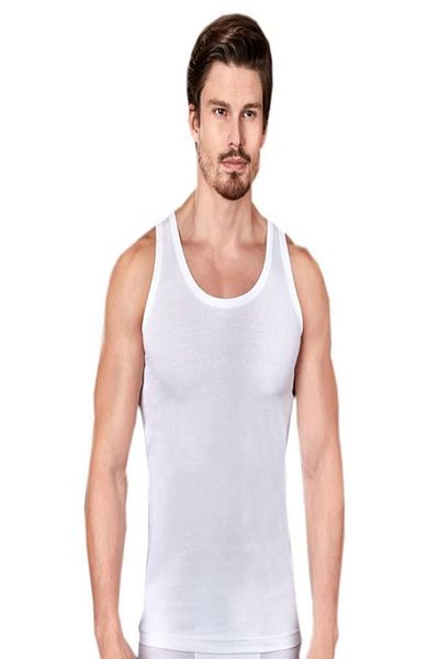 Berrak Men's White Tank Top 3 Pack 100% Cotton