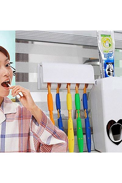 Buffer عصارة معجون أسنان أوتوماتيكية و5 حاملات لفرشاة الأسنان