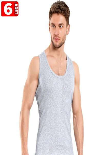 Seher Yıldız Men's 6 Pack 100% Cotton Classic Tank Top Gray