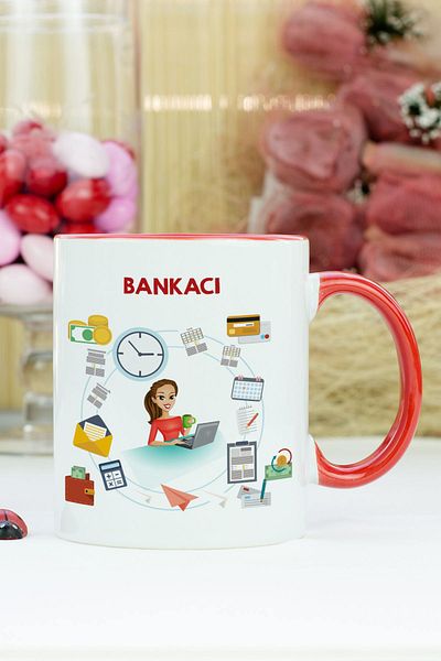 Hediyelen كوب بانكر باللون الأحمر