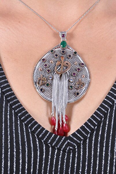 Midyat Nurtaş Gümüş Elif Vav Harfli Oksitli Telkari Gümüş Kolye MNG201013442