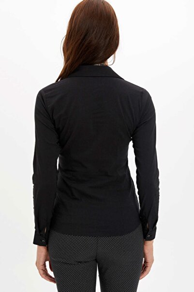 DeFacto Kadın Siyah Basic Uzun Kollu Slim Fit Gömlek I5278AZ19AU