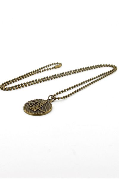 Solfera Men's Bronze Metal Ottoman Tughraasi Chain Necklace Q0158