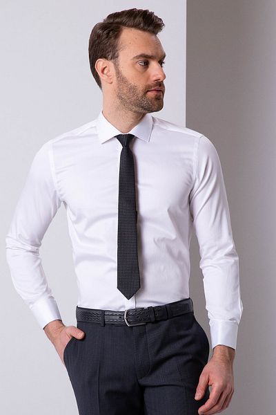 Pierre Cardin Λευκό Slim Fit Basic πουκάμισο