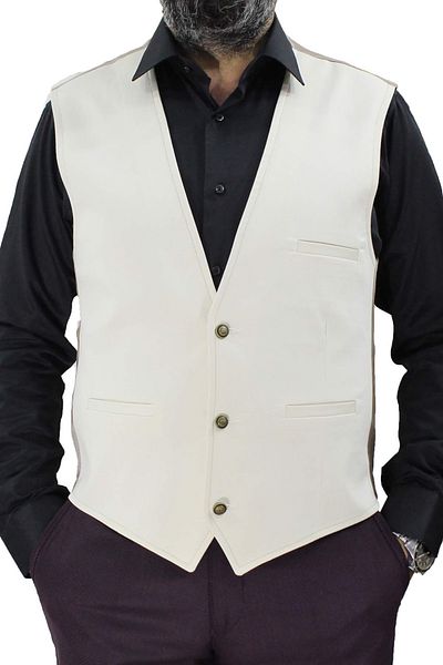 MENTOR REGALO Γιλέκο V-Neck Slim Fit Sports Model Cream 50238