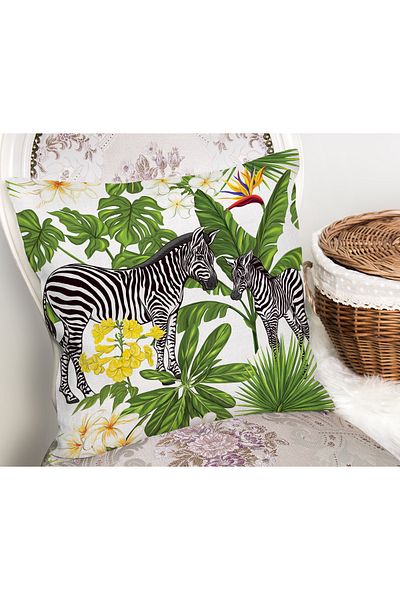Realhomes Modern Pillow Throw Pillow Cover with Powder Background Exotic Zebra Design