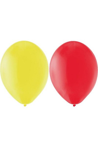 Parti dolabı Unprinted Balloons in Yellow and Red Colors 25 25 Total 50 Pieces