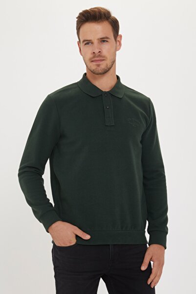 Lee Cooper Ανδρικό φούτερ Newblend Polo γιακά K.Green 201 LCM241029