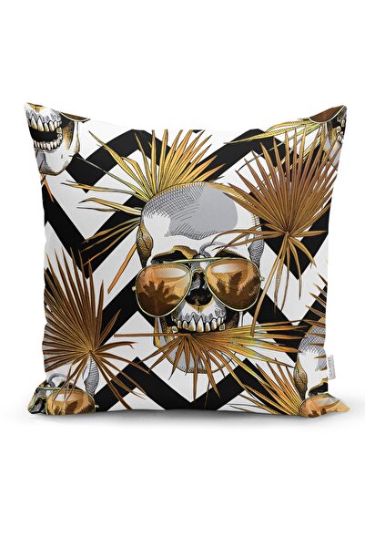 Realhomes غطاء وسادة من جلد الغزال ذو نمط هندسي على شكل جمجمة مزدوجة الجوانب