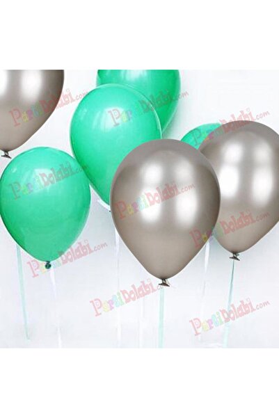 Parti dolabı 25 بالونة فضية لؤلؤية معدنية باللون الرمادي والنعناع الأخضر تطير...