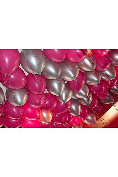 Parti dolabı 25 Metallic Dark Pink, Fuchsia-Silver Gray Helium Flying Balloons