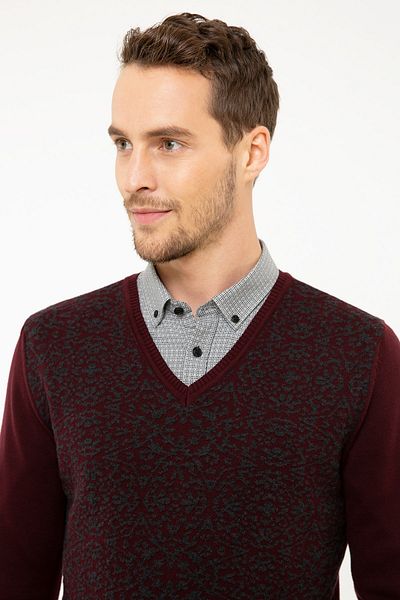 Pierre Cardin Men's Claret Red Slim Fit Knitwear Sweater G021GL0TK.000877889