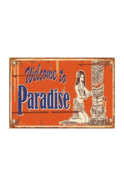 Hayat Poster Ρετρό Vintage Καλώς ήρθατε στον Παράδεισο Ξύλινη αφίσα