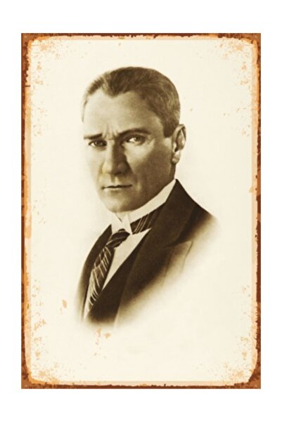 Hayat Poster Atatürk Retro Vintage Ahşap Poster