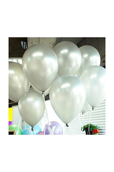 Parti dolabı 100 قطعة من بالونات اللاتكس اللامعة باللون الفضي والرمادي