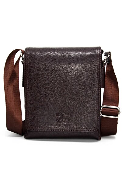 KANGAROO KINGDOM Erkek Postacı Çantası Hakiki Dana Deri Koyu Kahverengi 5512-k